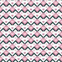 Pink heart on zigzag geometric square background vector seamless pattern, element for decorate valentine card, flannel tartan plain fabric textile printing, wallpaper and paper wrapping