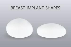 dos tipos diferentes de implantes mamarios de silicona, forma redonda y forma de lágrima con fondo. vector