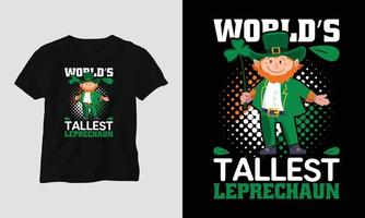 diseño de camiseta de vector de cita de día de san patricio de duende más alto del mundo