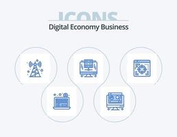 Digital Economy Business Blue Icon Pack 5 Icon Design. . target. tower. business. server vector