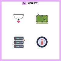 Pictogram Set of 4 Simple Flat Icons of necklace servers snooker stick ecommerce Editable Vector Design Elements