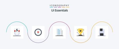 Ui Essentials Flat 5 Icon Pack Including game. award. love. paper. documents vector