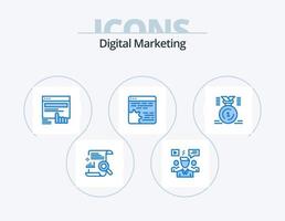 Digital Marketing Blue Icon Pack 5 Icon Design. cog. api. video. website. touch vector