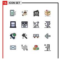 Pack of 16 Modern Flat Color Filled Lines Signs and Symbols for Web Print Media such as appliances money oil budget m savings Editable Creative Vector Design Elements