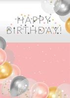 Happy birthday postcard design with realistic balloons vector