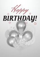 Happy birthday classy postcard with silver balloons vector