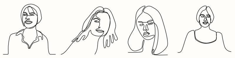 ne line hand drawing of woman face line art feminine vector