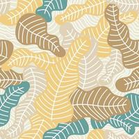 Tropical summer leaf Wallpaper seamless pattern design,line arts hand drawn outline design for fabric , print, cover, banner and invitation vector