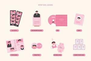 Korean idol culture. Various goods with photos of idols. vector