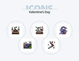 paquete de iconos llenos de línea de día de san valentín 5 diseño de iconos. aves. colgante. enamorado. tablero. fuego de san valentin vector