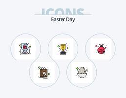 Easter Line Filled Icon Pack 5 Icon Design. easter. egg. egg. easter. bowl vector