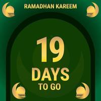 19 Days to go. Countdown leaves banner day. calculating the time for the month of Ramadan. Eps10 vector illustration.