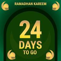 24 Days to go. Countdown leaves banner day. calculating the time for the month of Ramadan. Eps10 vector illustration.