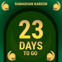 23 Days to go. Countdown leaves banner day. calculating the time for the month of Ramadan. Eps10 vector illustration.