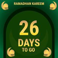 26 Days to go. Countdown leaves banner day. calculating the time for the month of Ramadan. Eps10 vector illustration.