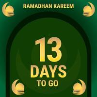 13 Days to go. Countdown leaves banner day. calculating the time for the month of Ramadan. Eps10 vector illustration.