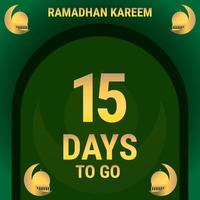 15 Days to go. Countdown leaves banner day. calculating the time for the month of Ramadan. Eps10 vector illustration.