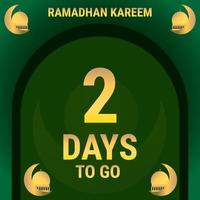 2 Days to go. Countdown leaves banner day. calculating the time for the month of Ramadan. Eps10 vector illustration.