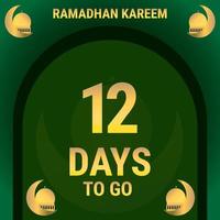 12 Days to go. Countdown leaves banner day. calculating the time for the month of Ramadan. Eps10 vector illustration.