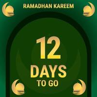 12 Days to go. Countdown leaves banner day. calculating the time for the month of Ramadan. Eps10 vector illustration.