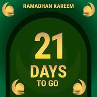 21 Days to go. Countdown leaves banner day. calculating the time for the month of Ramadan. Eps10 vector illustration.