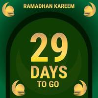 29 Days to go. Countdown leaves banner day. calculating the time for the month of Ramadan. Eps10 vector illustration.