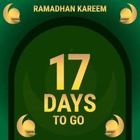 17 Days to go. Countdown leaves banner day. calculating the time for the month of Ramadan. Eps10 vector illustration.