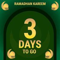 3 Days to go. Countdown leaves banner day. calculating the time for the month of Ramadan. Eps10 vector illustration.