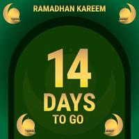 14 Days to go. Countdown leaves banner day. calculating the time for the month of Ramadan. Eps10 vector illustration.