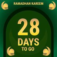 28 Days to go. Countdown leaves banner day. calculating the time for the month of Ramadan. Eps10 vector illustration.