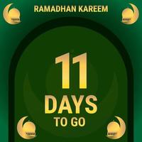 11 Days to go. Countdown leaves banner day. calculating the time for the month of Ramadan. Eps10 vector illustration.