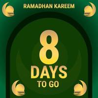 8 Days to go. Countdown leaves banner day. calculating the time for the month of Ramadan. Eps10 vector illustration.