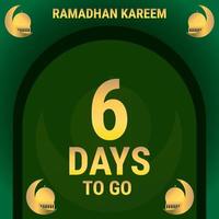 6 Days to go. Countdown leaves banner day. calculating the time for the month of Ramadan. Eps10 vector illustration.