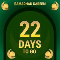 22 Days to go. Countdown leaves banner day. calculating the time for the month of Ramadan. Eps10 vector illustration.