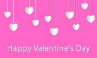 Hanging heart shaped elements on pink background. love vector symbol for Happy Women's, Mother, Valentine's Day, birthday greeting card design. Eps10