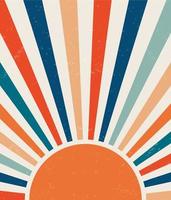 Retro sunburst background. Vintage bright grunge placard. Vector vertical illustration for banner, poster and backdrop