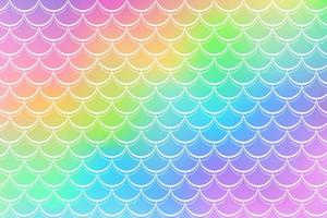 Mermaid rainbow background in fantasy style with scales. Unicorn holographic gradient texture. Sea fish kawaii vector backdrop.