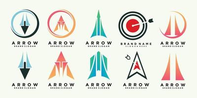 set of arrow logo design with abstract concept vector