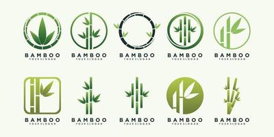 set of bamboo logo design with abstract concept vector