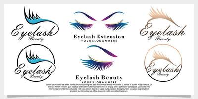 set of eyelash logo design with beauty concept vector