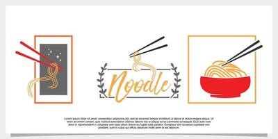 set of noodle logo design with modern concept template vector