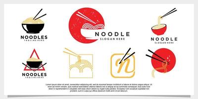 set of noodle logo design with modern concept template vector