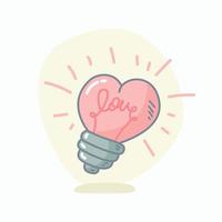 ilustración vectorial bombilla en forma de corazón vector