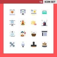 Set of 16 Commercial Flat Colors pack for seo board technology love bag Editable Pack of Creative Vector Design Elements