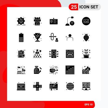 Group of 25 Modern Solid Glyphs Set for hardware devices business computers identity Editable Vector Design Elements