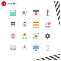 16 Universal Flat Color Signs Symbols of analysis beach delete swim swimsuite Editable Pack of Creative Vector Design Elements