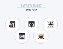línea de paquete web paquete de iconos llenos 5 diseño de iconos. avance web. diseño. capa. diseño. web vector