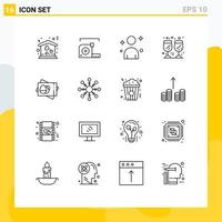 16 User Interface Outline Pack of modern Signs and Symbols of egg thanks day ruler wine drink Editable Vector Design Elements