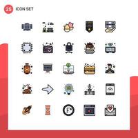 Modern Set of 25 Filled line Flat Colors and symbols such as hand stripe egg rank badge Editable Vector Design Elements