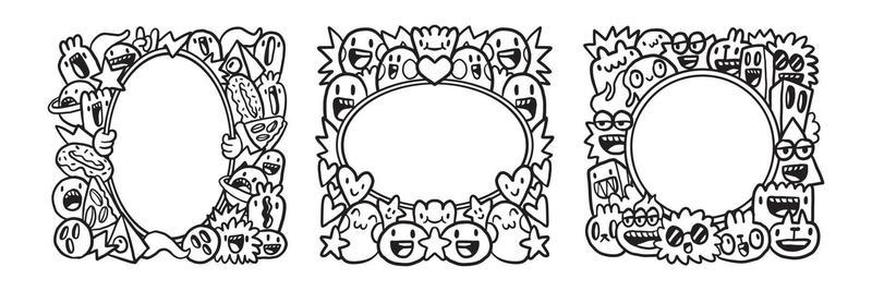 Hand drawn Abstrack doodle art frame Collection